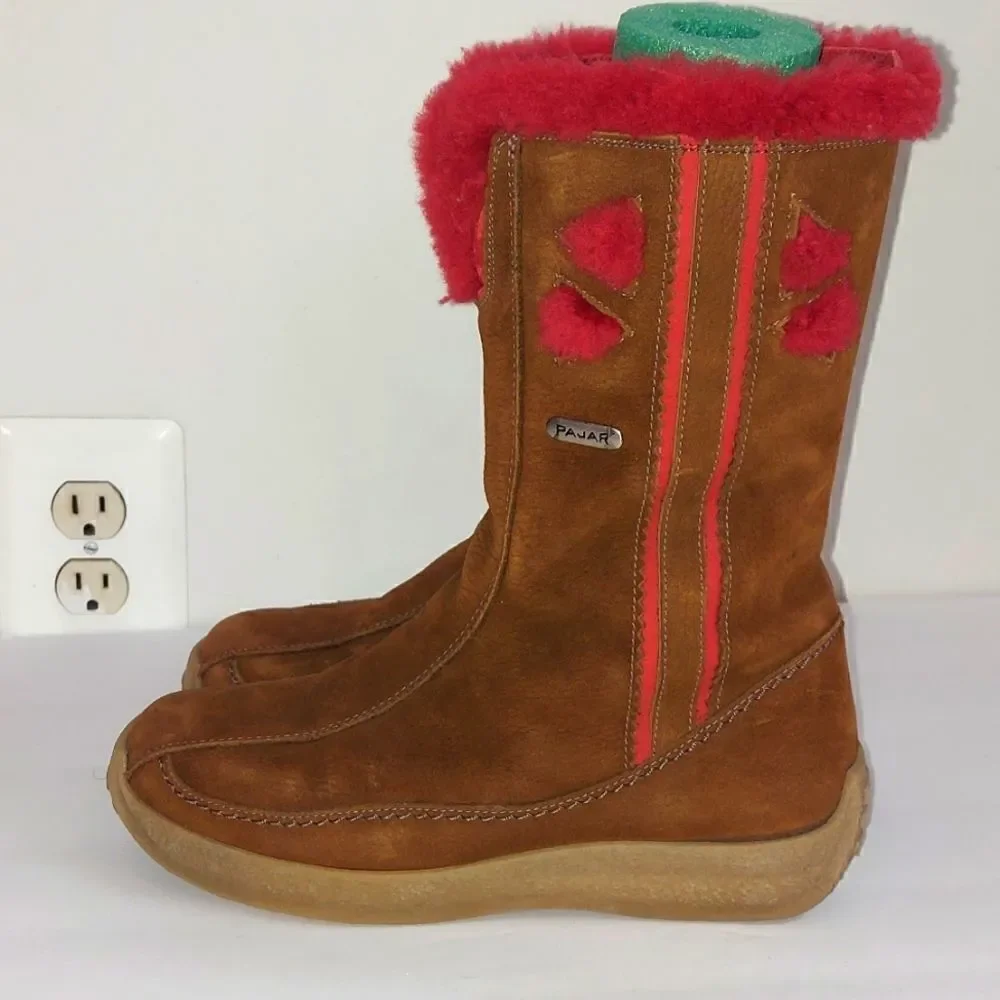 Pajar Suede Pink Shearling Snow Gripping Winter Boots Sz 7